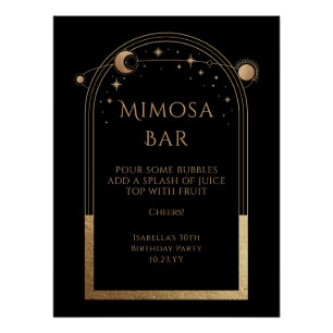 Poster Étoiles de Mimosa Bar Mimosa Noir Céleste