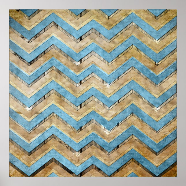 Poster Étonnant cool chevron zigzag motif (Devant)