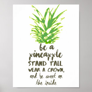 Poster Être Un Ananas Inspirationnel Citation Typographie