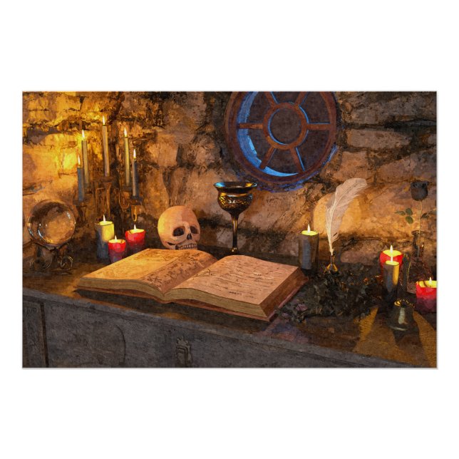 Poster Étude de sorcier de fantasy médiéval (Devant)