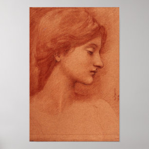 Poster Étude d'une tête féminine, Edward Burne-Jones