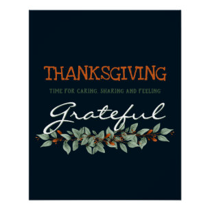 Poster Eucalyptus moderne se sentant Gratuit Thanksgiving