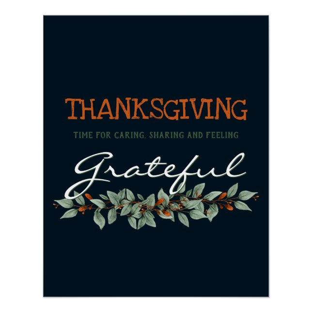 Poster Eucalyptus moderne se sentant Gratuit Thanksgiving (Devant)