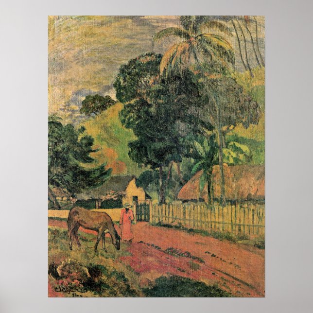 Poster Eugene H Paul Gauguin - Cheval sur le chemin (Devant)