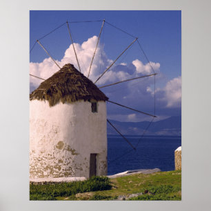 Poster Europe, Grèce, Mykonos. Un blanc saisissant