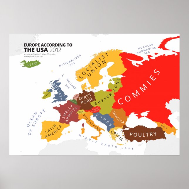 Poster Europe Selon les Etats-Unis (Devant)