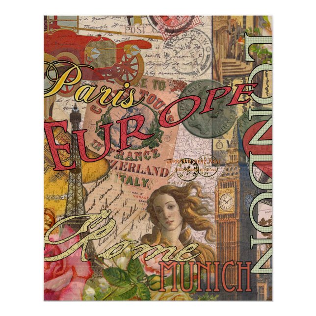 Poster Europe Travel Vintage (Devant)