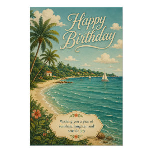 Poster Évasion d'anniversaire ensoleillée au bord de la m