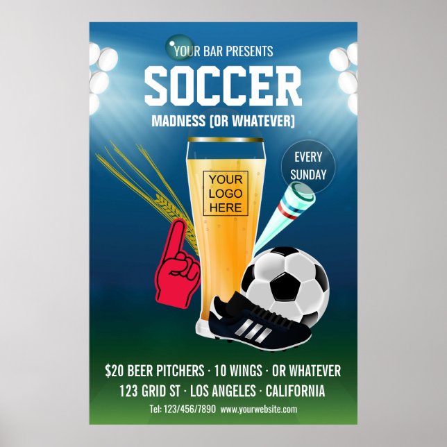 Poster Événement de football de bar ajouter un logo (Devant)