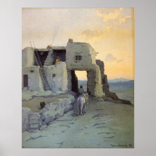 Poster Evening, Pueblo of Walpi by Marion Kavagh Wachtel