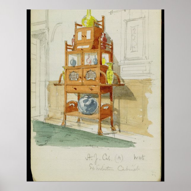 Poster Exhibition Cabinet, c.1860s-70s (w/c & pencil on p (Devant)