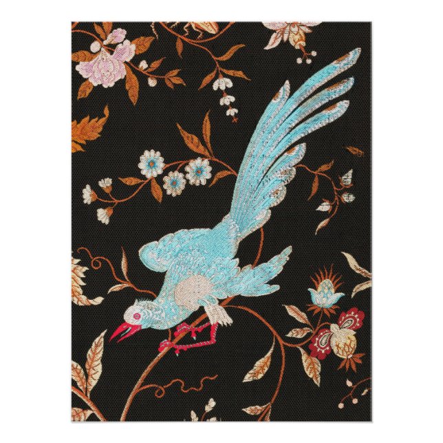 Poster Exotic Asian Birds And Flowers Embroidery (Devant)