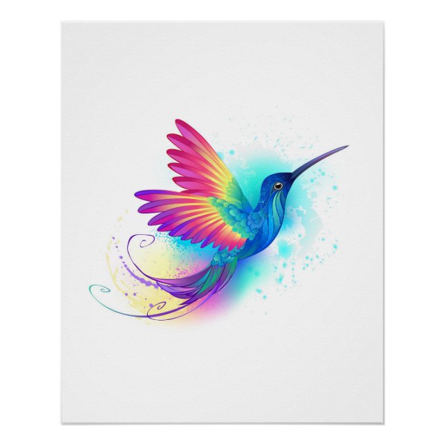 Poster Exotic Rainbow Hummingbird (Devant)