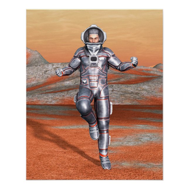 Poster Explorateur de Mars Astronaute Planète Alien Art S (Devant)
