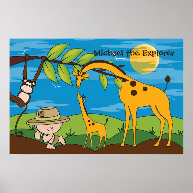Poster Explorer sur une Jungle Safari Salle pour enfants  (Devant)