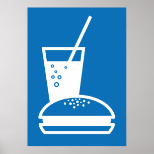 Poster explosion bleue de goût d'hamburger et de limonade