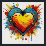 Poster Explosion cardiaque - Fun Pop Art Design<br><div class="desc">Ajoutez une explosion de couleur et d'énergie avec ce design dynamique d'explosion cardiaque. Idéal pour les amateurs de styles pop art ludiques, dynamiques et rétro, apportant une touche amusante et audacieuse à tout article.</div>