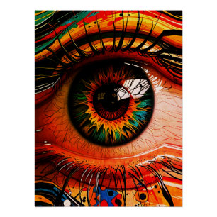 Poster Explosion de Couleur Œil – Réalisme Abstrait Vibra