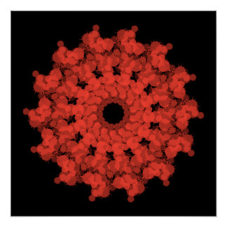 Poster Explosion d'étoile rouge dans le ciel noir