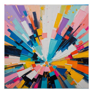 Poster Explosion géométrique vive Art Abstrait coloré