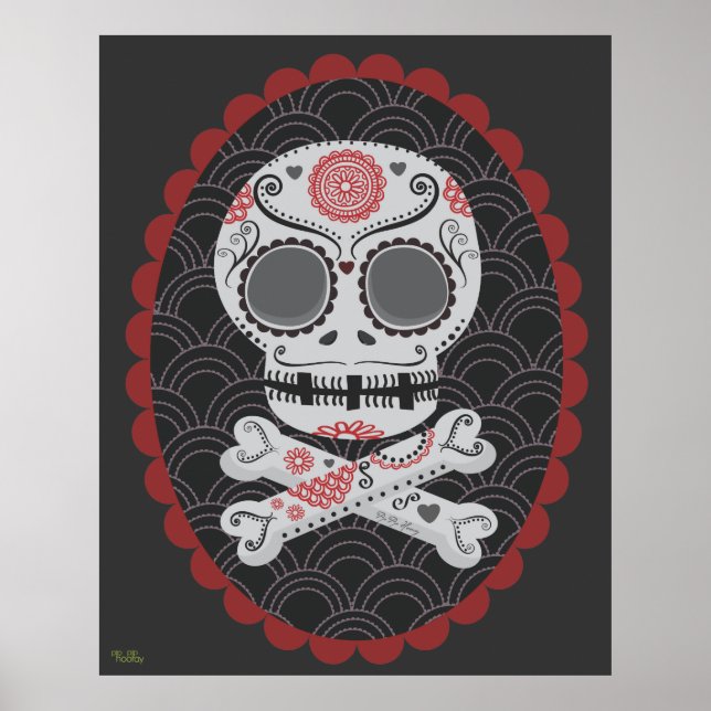 Poster Extra Large Day of Dead Sugar Skull Vector Art (Devant)