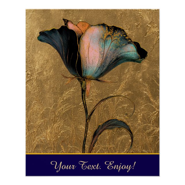 Poster *~* F4 Elégant Flower Gold Vintage 23 (Devant)