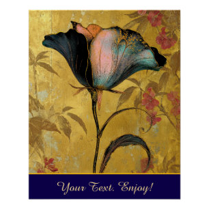 Poster *~* F4 Fleur Élégante Or Vintage 23