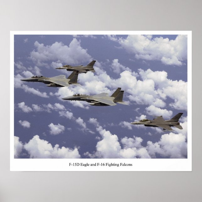 Poster F-15D Aigle et F-16 Faucons de combat (Devant)