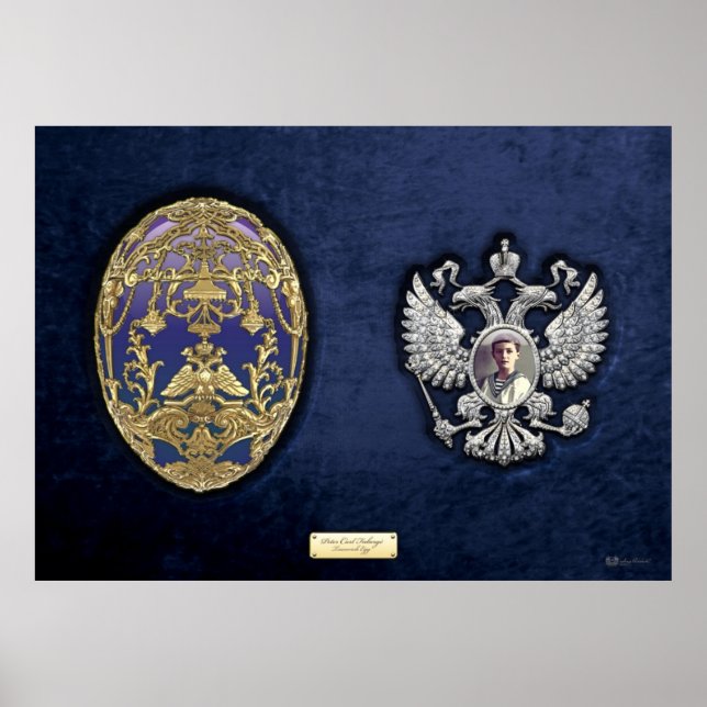Poster Faberge Oeuf Tsarevich avec Surprise sur Velours B (Devant)
