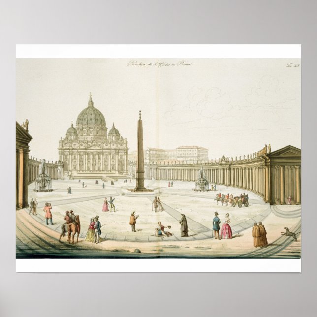 Poster Façade de Saint-Pierre à Rome avec Piazza in f (Devant)
