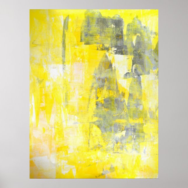 Poster 'Factor' Gris et Jaune Art Abstrait Imprime (Devant)