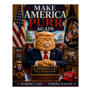 Poster Faire à nouveau ronronner l'Amérique - Chat politi