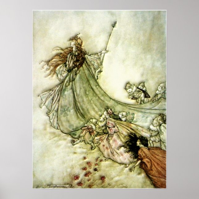 Poster Fairies Away - Arthur Rackham (Devant)