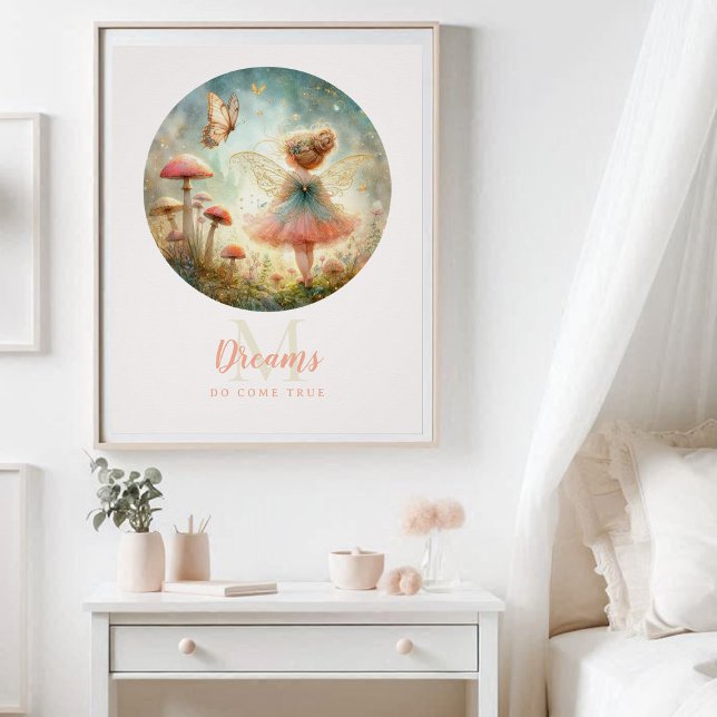 Poster Fairy Princess Magical Garden Dreamy Inspirational (enchanted garden fairy princess mushrooms magical nursery kids decor personalized monogram inspire)