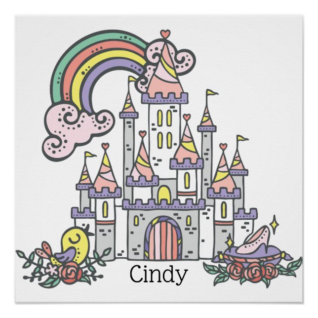 Poster Fairytale Castle Princess Nom personnalisé (Devant)
