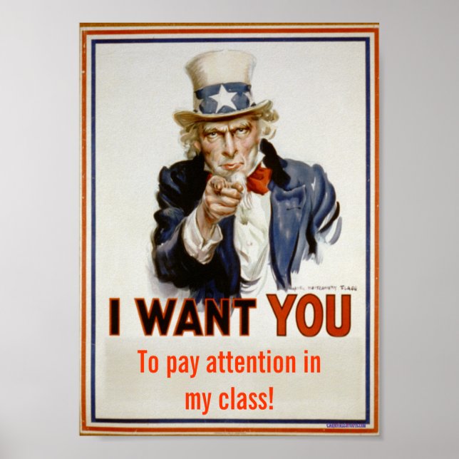 Poster "Faites attention en classe" (Devant)