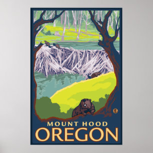 Poster Famille Beaver - Mount Hood, Oregon