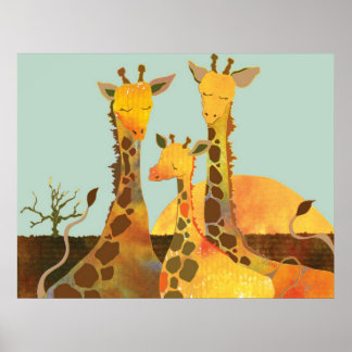 Poster Famille Cute Giraffe