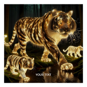 Poster Famille de tigre Enchantée Imaginaire mignon