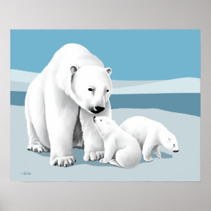 Poster Famille des ours polaires