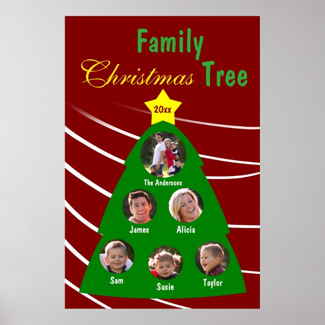 Poster Family Christmas Tree Keepsaké Photo personnalisée (Devant)