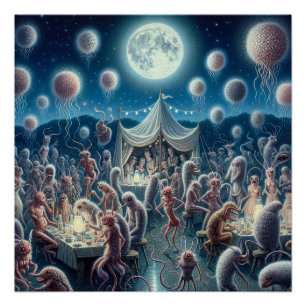 Poster Fanasites Magiques Fantasy Fête Sur Pleine Lune Ar