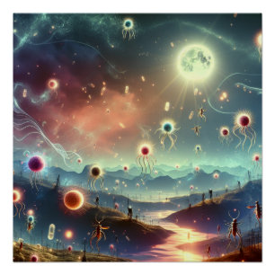 Poster Fanasites Magiques Fantasy Fête Sur Pleine Lune Ar