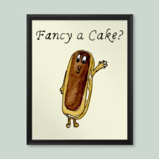Poster Fancy a Cake Funky Chocolate Eclair Quirky Art