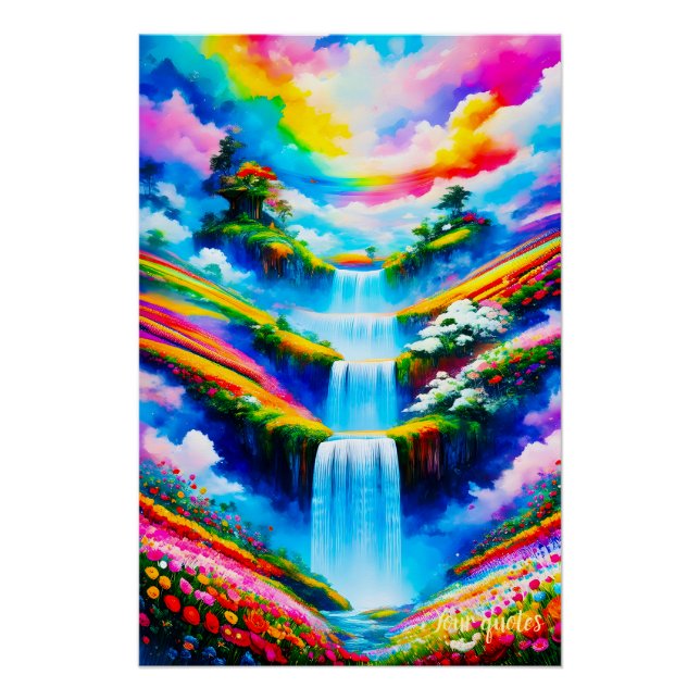 Poster Fantaisie d'art surréaliste de cascade (Devant)