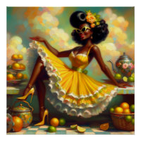 Fantaisie de pin-up vintage afro-américaine Citron
