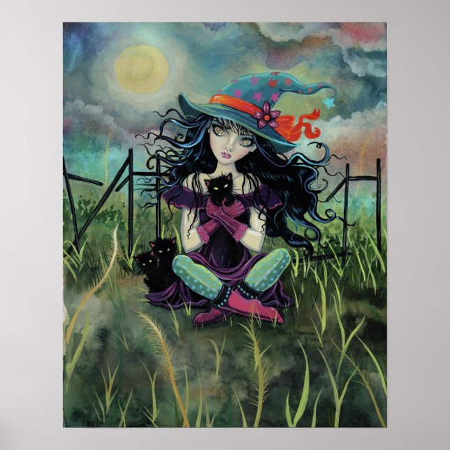 Poster Fantaisie de sorcière chaton par Molly Harrison (Devant)