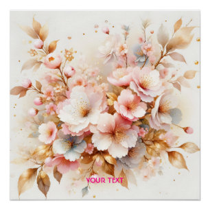 Poster Fantaisie Rose Pâle Sakura Mignon