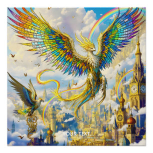 Poster Fantastique ville de griffon Steampunk mignon