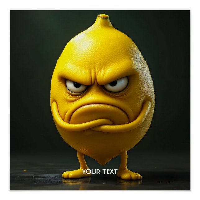 Poster Fantasy Cute Angry Looking Lemon (Devant)